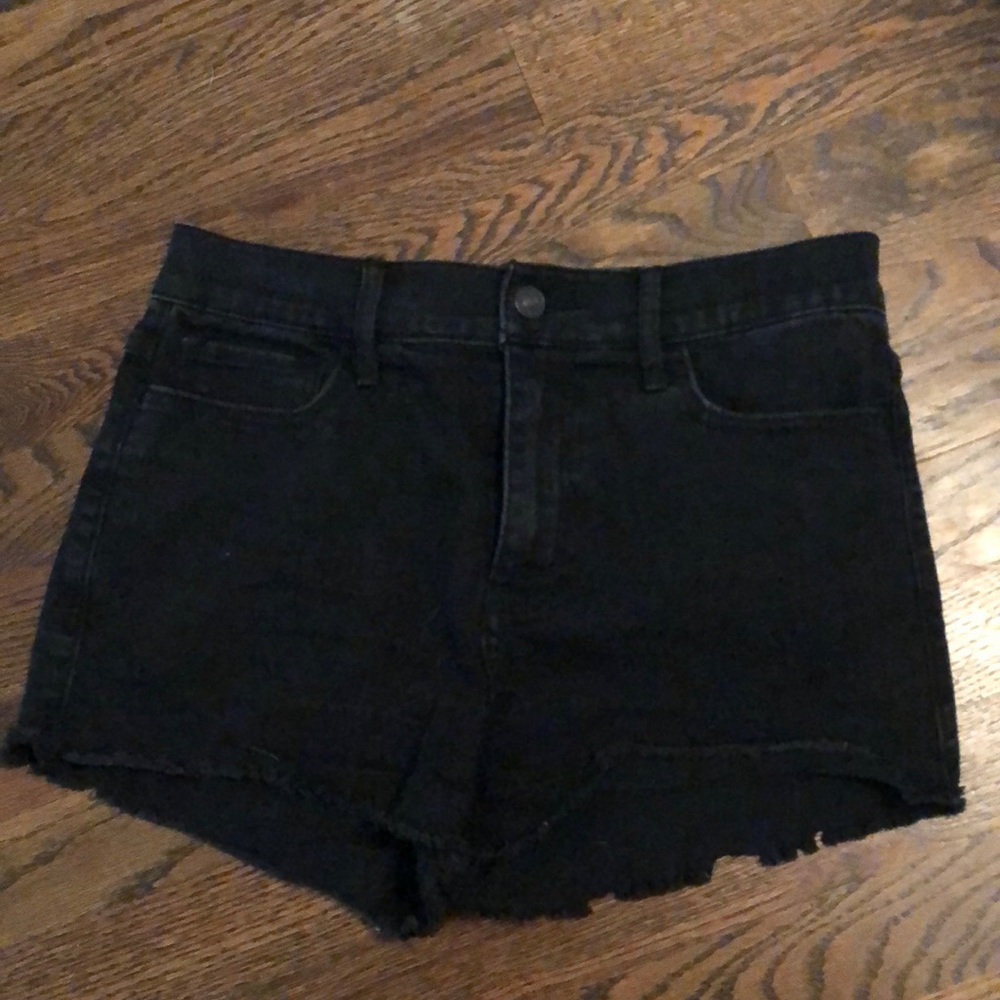 Black denim shorts